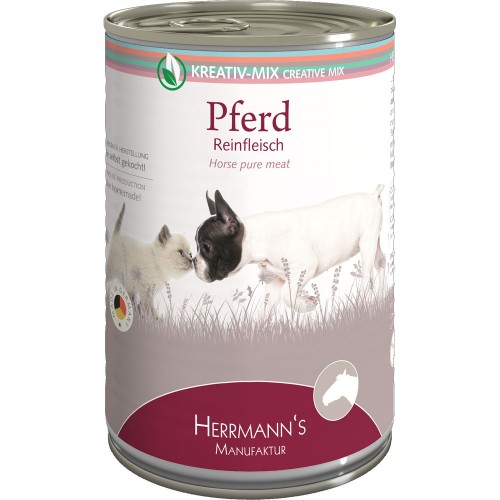 48er-SET 100% Pferd NICHT BIO 400g Hund und Katze Nassfutter Herrmann